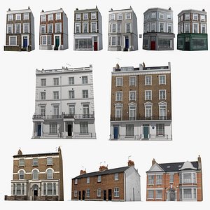 3D 12 Photorealistic English Townhouses Collection model