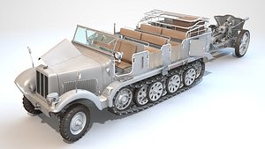 3D SdKfz6 with LeFH18 howitzer model