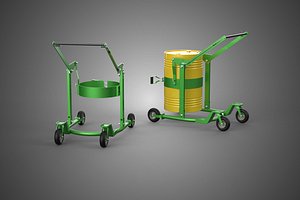 QUAD FOUR 4 WHEELS DRUM BARREL TRANSPORT TROLLEY LIFT CART DOLLY 3D model