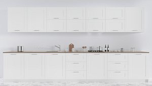 3D white modern kitchen