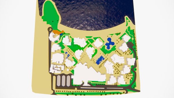 modelo 3d Resort de playa Qatar: edificios masivos en Revit ...