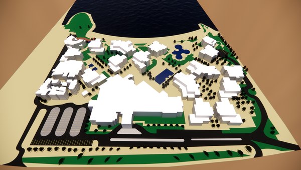 modelo 3d Resort de playa Qatar: edificios masivos en Revit ...