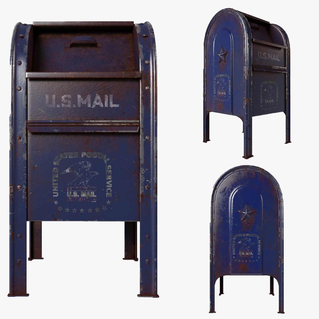Blue US Mailbox Express Mail model TurboSquid 2006010