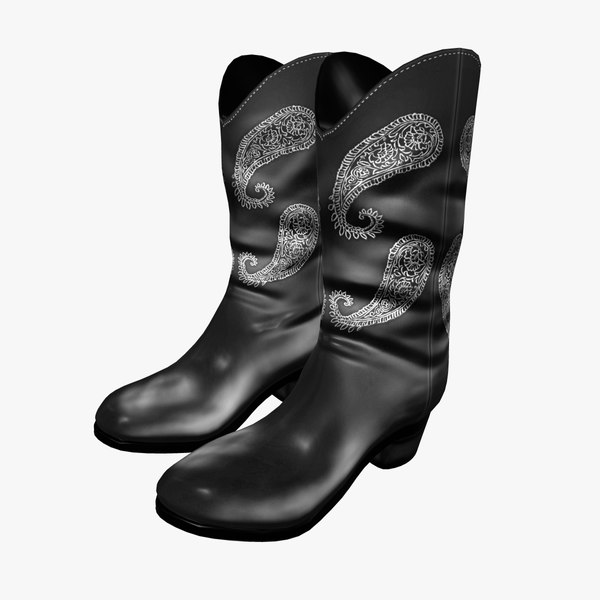 Ladies Black Cowboy Boots To Wear Over Pants 3D model