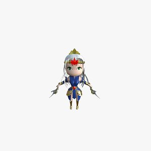 Chibi Girl Solider 2 Lance 3D