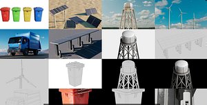 Eco Friendly Green Renewable Energy Pack Low poly