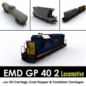 3D EMDGP40 with cargo carriage train