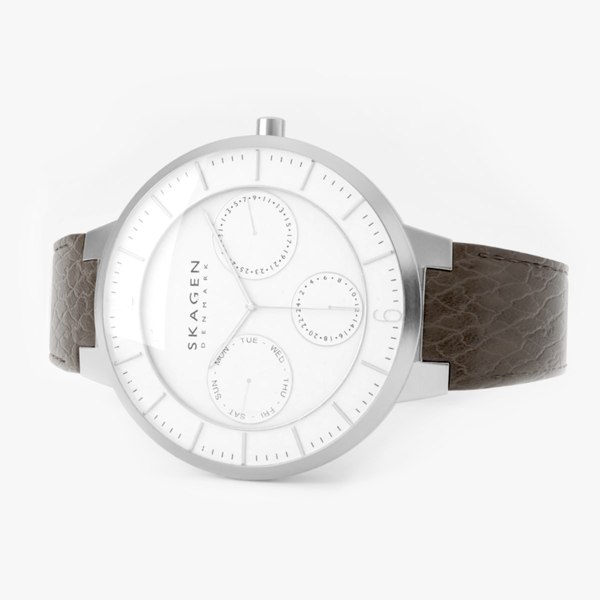 3D skagen stainless steel brown leather