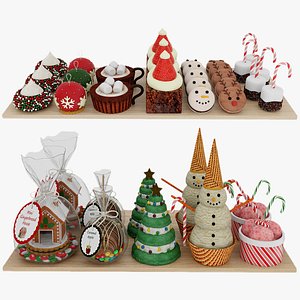 3D Christmas mini desserts model