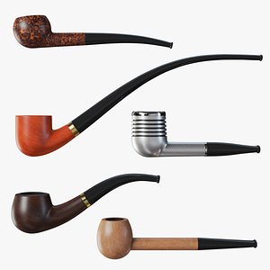 3D Smoking pipes 5 items set model