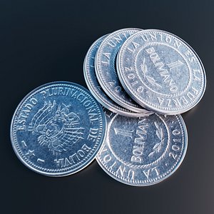 Boliviano coin of the Bolivian currency 3D model