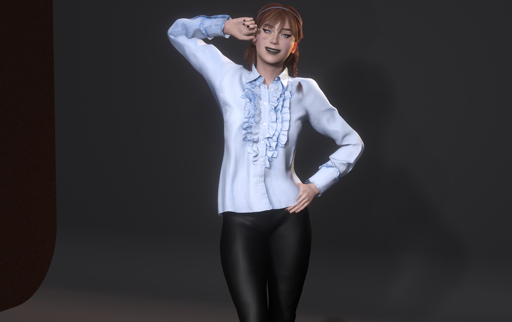 Realistic 3D Model Of A Person In A Blue Ruffled Shirt 3D - TurboSquid ...