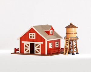 Hybrid Barn with Water Tank 3D