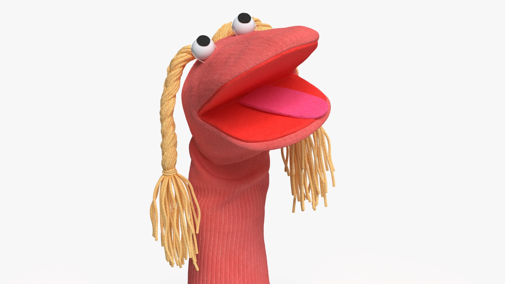 Sock Puppet Girl Pink Rigged 3D model preview