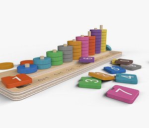 calculation table wooden rings 3D model