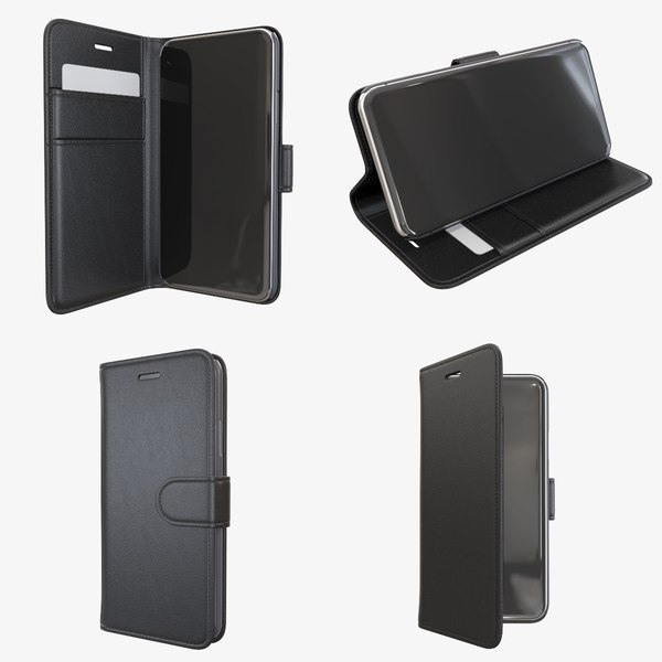 Smartphone in flip wallet case 3D model