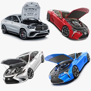 3D Lexus and Mercedes car collection model