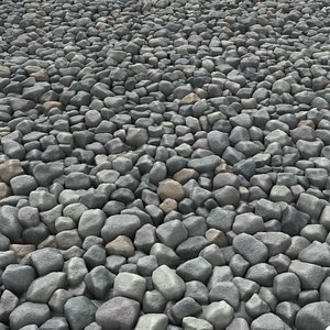 3D Natural River Gravel Pebbles Gray