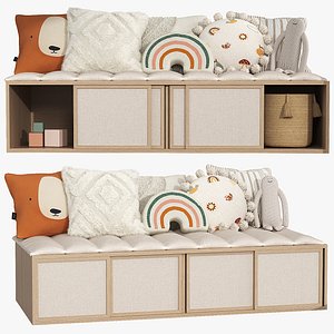 Set of pillows with storage space for childrens room 3D model