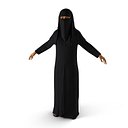 Arabian Woman in Black Abaya 3D Model