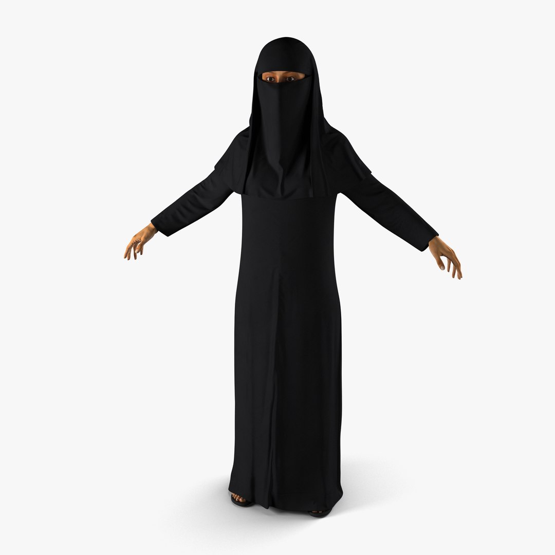 Arabian Woman in Black Abaya 3D Model 3D model preview