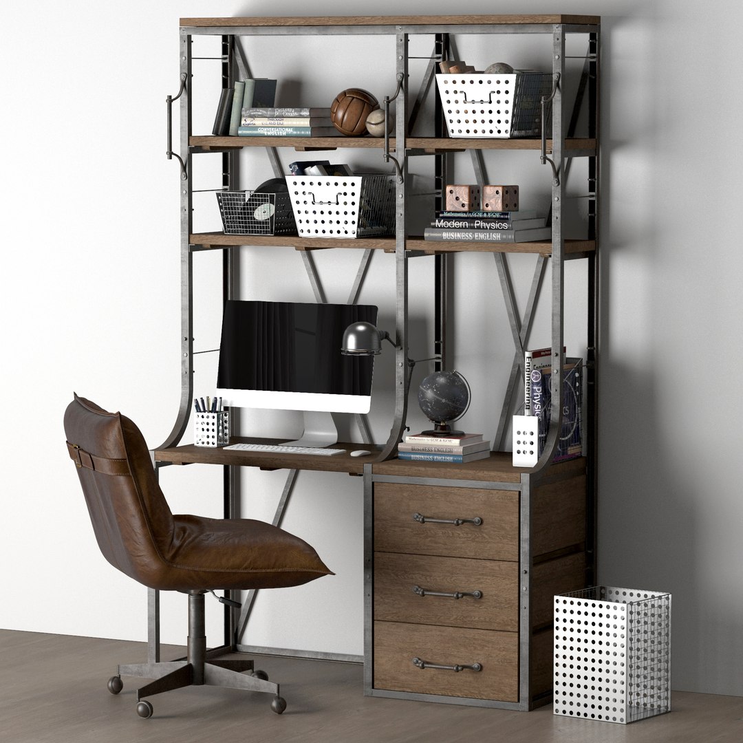 3D French Library Single Desk - TurboSquid 1343440