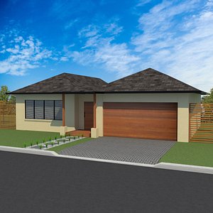 3D Australian House Single Level Architectural Building Exterior model