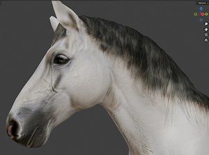 Rigged and animated white horse 3D model