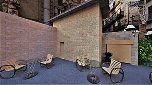 3D exterior street cafe