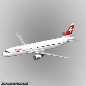 3d airbus a321 swiss international model