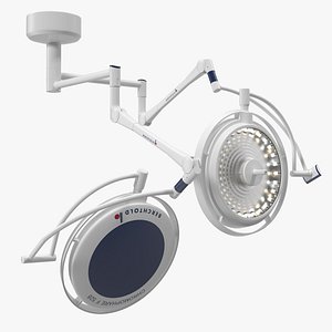 Ceiling Mount Berchtold Chromophare Surgical Lighting System Rigged 3D Model