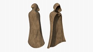 3D Medieval Cloak A18 Beige Leather - Fantasy Character Design