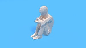 3D kid sitting floor