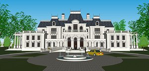 European style single-family villa manor Scenery yard 3D model