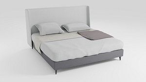 3D Leather bed in a modern and simple style model