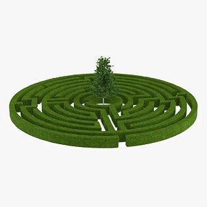 Labyrinth Garden with Tree 3D model