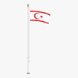 Turkish Republic of Northern Cyprus Flag Stand Pole Animated Loop
