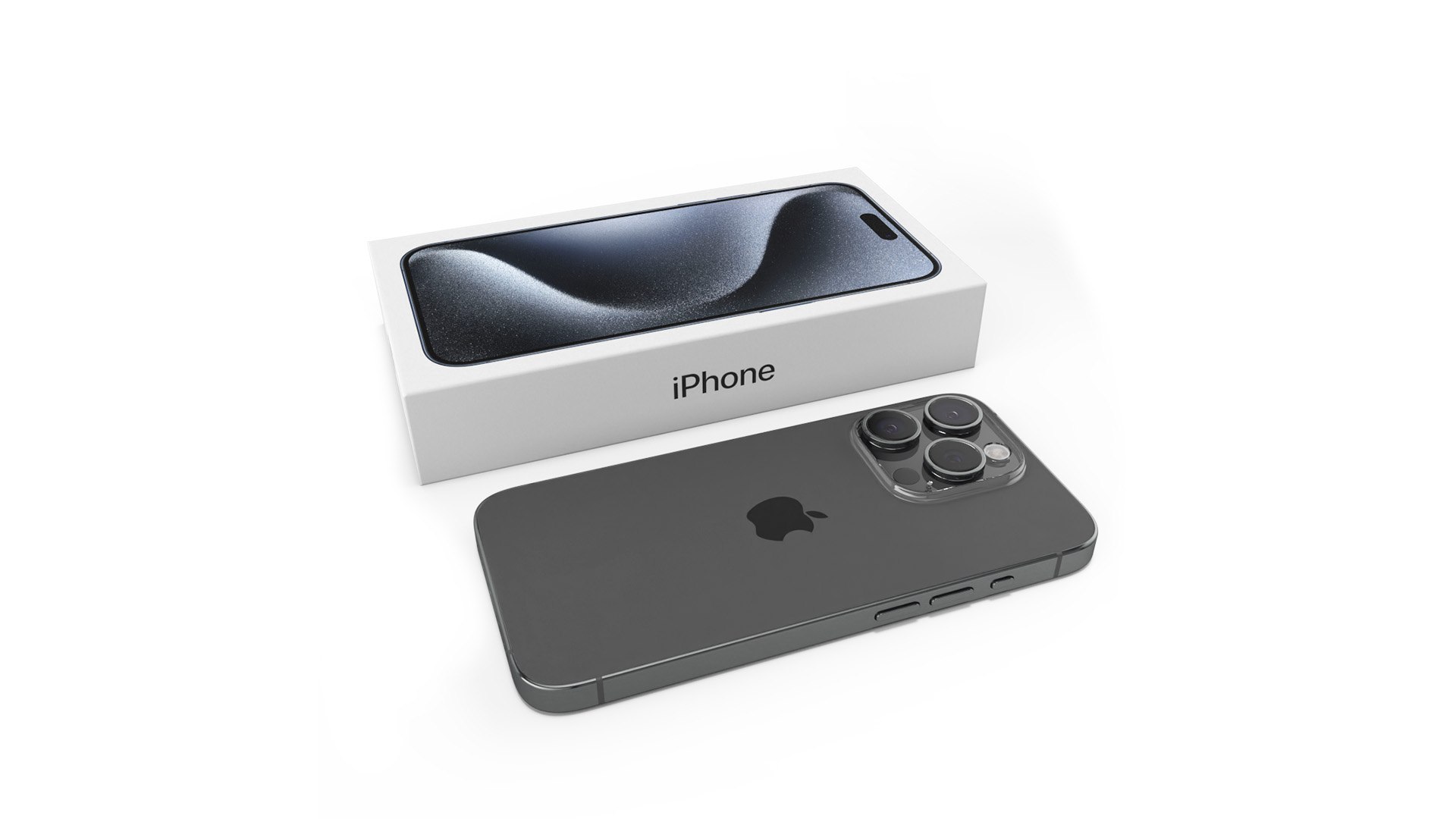 Apple IPhone 15 Pro Black with Box 3D model preview
