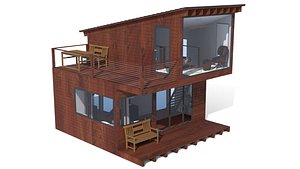 Beautiful modern panel house with interior 3D model