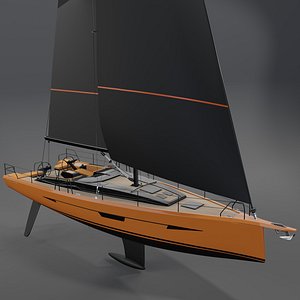 Saffier SL 46 luxury sailing yacht MED 3D PBR model