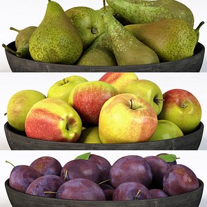 3D apple pear plum