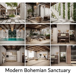 3D model Organic Modern Basement Retreat - Full 3D Scene for ArchViz