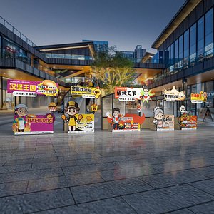 Cartoon stall Market Hamburg stall Gold fried chicken stall Barbecue stall Xiaolongbao stall Fried c model