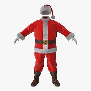 Santa Claus Costume with Fur 3D Model