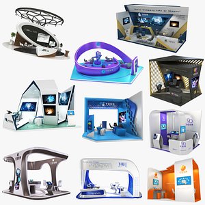3D Futuristic Exhibition Stand 10 in 1 Collection model