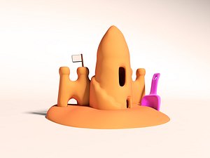 3D Sandcastle with Shovel 3d icon