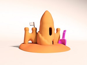 Sandcastle with Shovel 3d icon