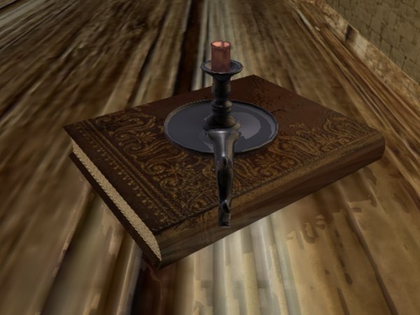 3d old ancient book candle model