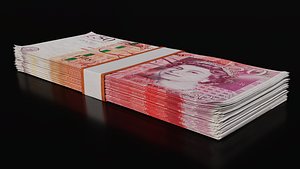 3D money stack - modelled model