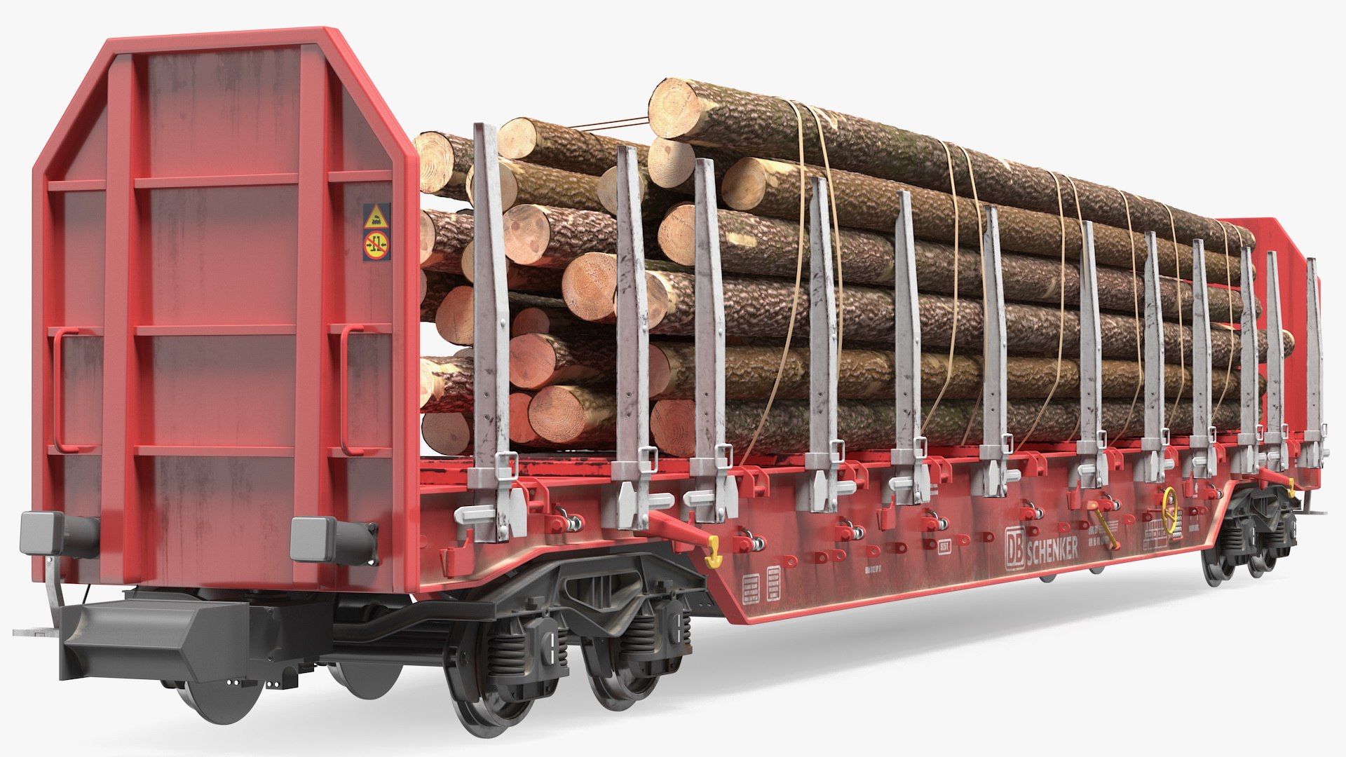 Stake Wagon Rnoos 644 with Big Logs 3D model preview